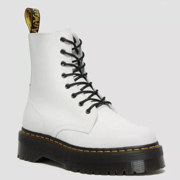 Doc Dr Martens Jadon White Smooth Leather Platform Lace Up Combat Boots 39 - Picture 1 of 8
